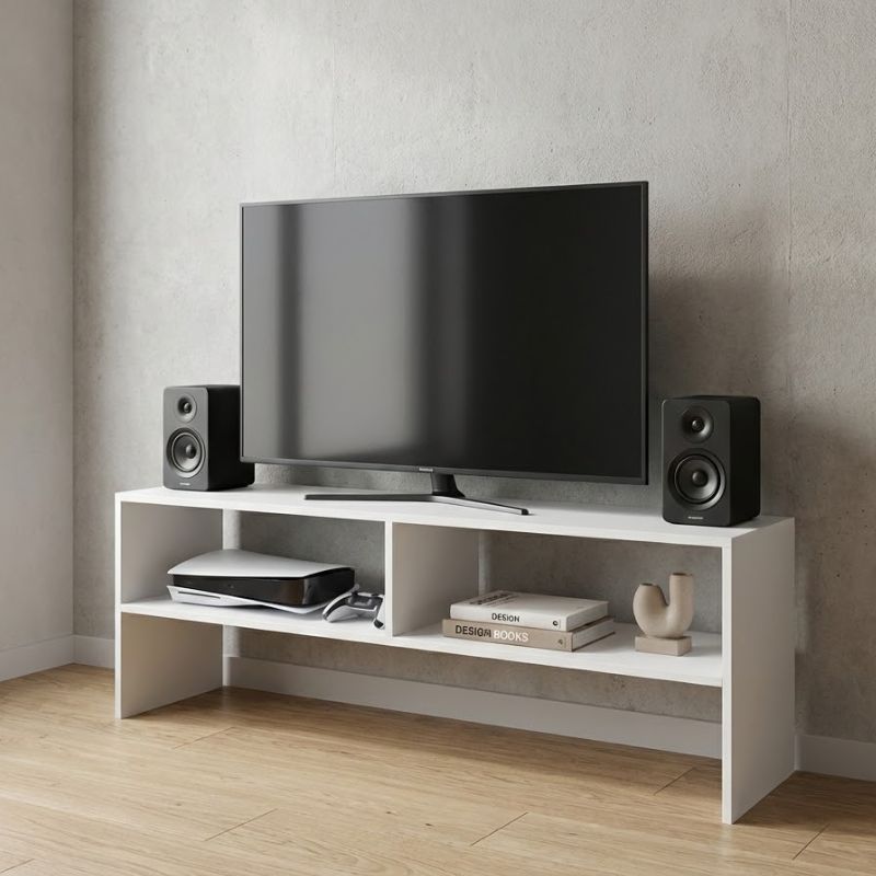 GP026-01281-0 Έπιπλο τηλεόρασης Beirut Megapap χρώμα λευκό 120x30x40εκ. - Image 1