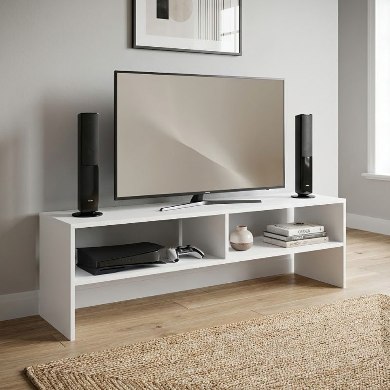 GP026-01291-0 Έπιπλο τηλεόρασης Beirut Megapap χρώμα λευκό 150x30x40εκ. - Image 1