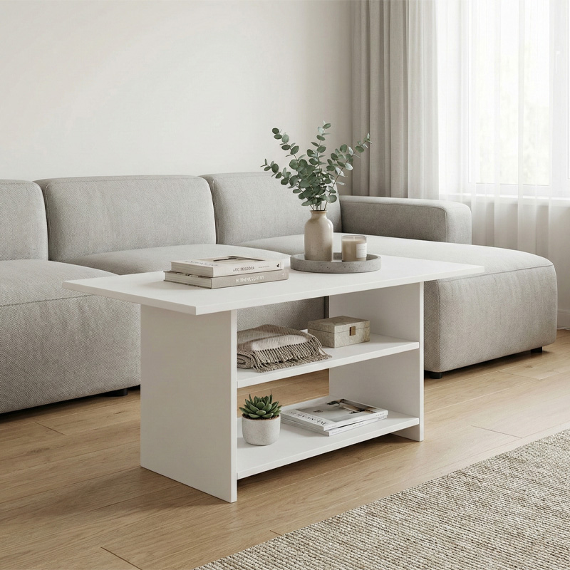 GP026-01311-0 Τραπεζάκι σαλονιού Dallas Megapap χρώμα λευκό 90x50x60εκ. - Image 1