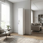 Ντουλάπα ρούχων Emeril Megapap μονόφυλλη με κλειδαριά χρώμα λευκό 35x42x180εκ. - Image 2