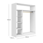 Ντουλάπα ρούχων ανοιχτή - Έπιπλο εισόδου Sandra Megapap χρώμα λευκό 120x40x150εκ. - Image 4