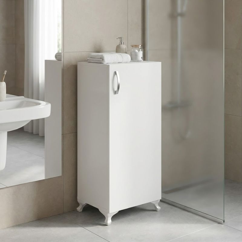 GP026-01471-0 Ντουλάπι κουζίνας - μπάνιου Mine Megapap χρώμα λευκό 30x32x88εκ. - Image 1