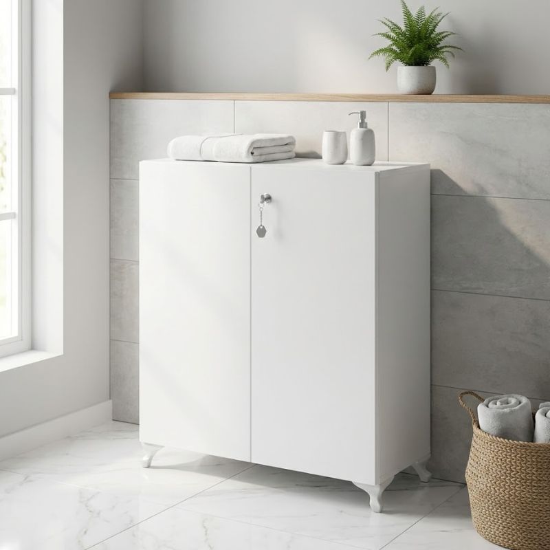 GP026-01491-0 Ντουλάπι με κλειδαριά Cilem Megapap χρώμα λευκό 70x32x88εκ. - Image 1