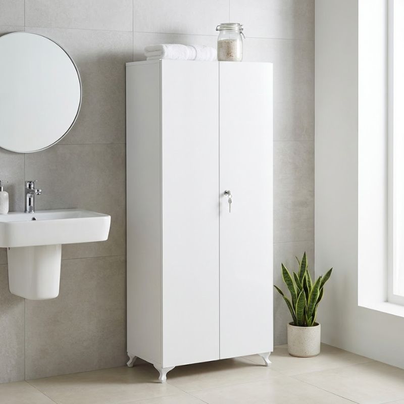 GP026-01501-0 Ντουλάπα - Παπουτσοθήκη Cilem Megapap με κλειδαριά χρώμα λευκό 70x32x188εκ. - Image 1