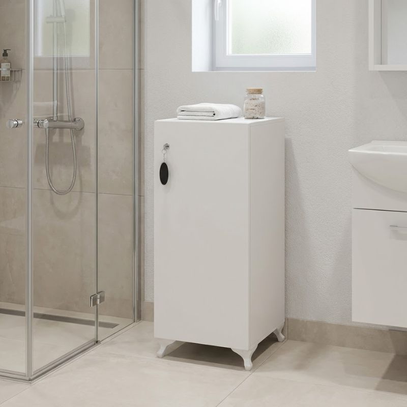 GP026-01521-0 Ντουλάπι με κλειδαριά Zehra Megapap χρώμα λευκό 30x32x88εκ. - Image 1