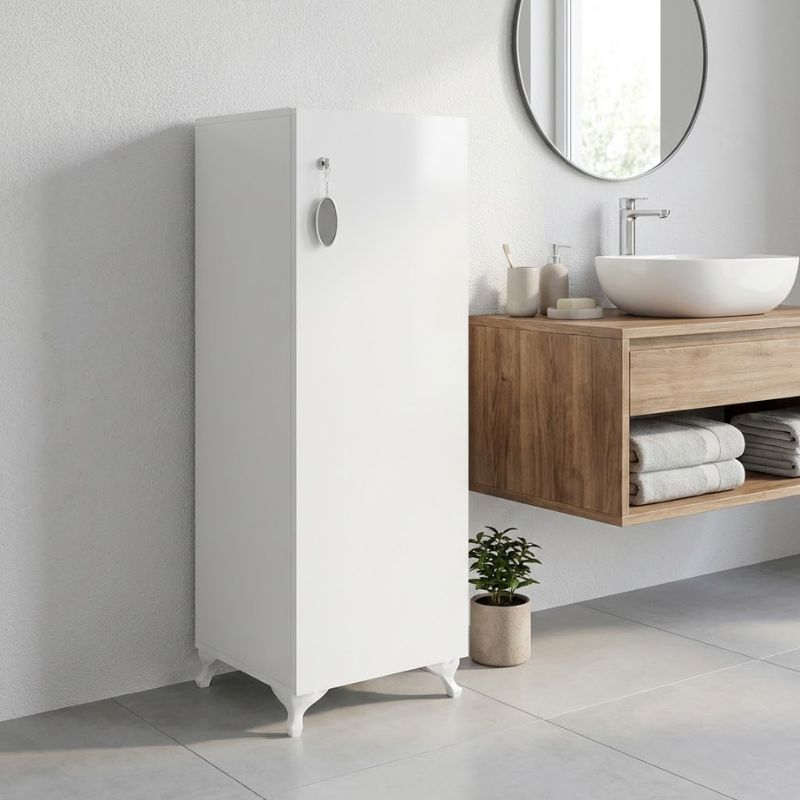 GP026-01531-0 Ντουλάπι με κλειδαριά Zehra Megapap χρώμα λευκό 30x32x108εκ. - Image 1