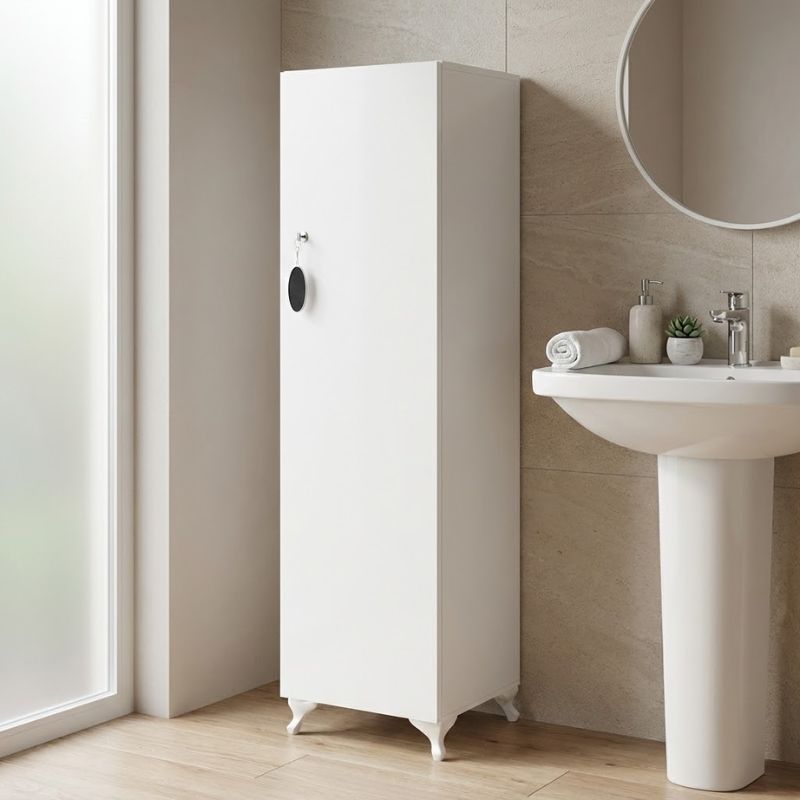 GP026-01541-0 Ντουλάπι με κλειδαριά Zehra Megapap χρώμα λευκό 30x32x128εκ. - Image 1