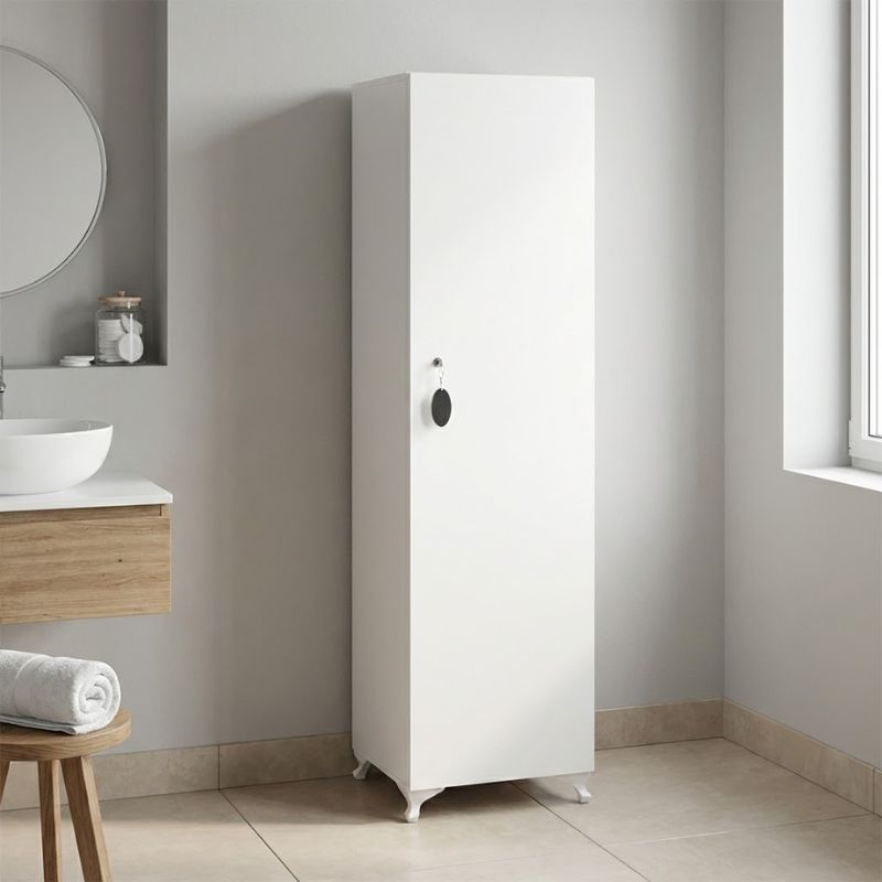 GP026-01551-0 Ντουλάπι με κλειδαριά Zehra Megapap χρώμα λευκό 30x32x168εκ. - Image 1