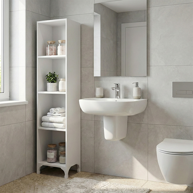 GP026-01591-0 Βιβλιοθήκη - Ραφιέρα Clare Megapap χρώμα λευκό 30x20x148εκ. - Image 1