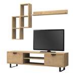 Σύνθεση τηλεόρασης Lonsa Megapap χρώμα φυσικό οξιάς 160x35x40εκ. - Image 5