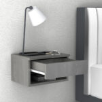 Κομοδίνο επιτοίχιο Mary Megapap χρώμα γκρι σκυροδέματος 40x30x23εκ. - Image 2