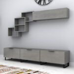 Σύνθεση τηλεόρασης Heydar Megapap χρώμα γκρι σκυροδέματος 210x35x40εκ. - Image 4