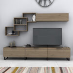 Σύνθεση τηλεόρασης Heydar Megapap χρώμα καρυδί 210x35x40εκ. - Image 3