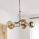 Φωτιστικό οροφής Zara Megapap E27 μεταλλικό πεντάφωτο χρώμα μπρονζέ Φ52x75εκ. - Image 2