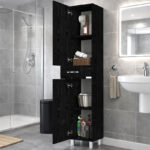 Ντουλάπι κουζίνας - μπάνιου Selina Megapap χρώμα sencron black 35x31x179εκ. - Image 6