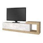 Έπιπλο τηλεόρασης επιτοίχιο Volare Megapap χρώμα λευκό εφέ μαρμάρου - sapphire oak 150x29,6x38,6εκ. - Image 8