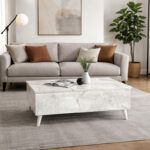 Τραπεζάκι σαλονιού Roy Megapap με σερβιτόρο χρώμα λευκό εφέ μαρμάρου 121x69x40εκ. - Image 6