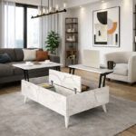 Τραπεζάκι σαλονιού Roy Megapap με σερβιτόρο χρώμα λευκό εφέ μαρμάρου 121x69x40εκ. - Image 7