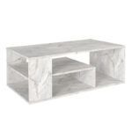 Τραπεζάκι σαλονιού Abdera Megapap χρώμα λευκό εφέ μαρμάρου 110x60x42εκ.
