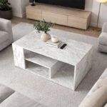 Τραπεζάκι σαλονιού Abdera Megapap χρώμα λευκό εφέ μαρμάρου 110x60x42εκ. - Image 3