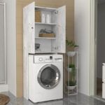 Έπιπλο πλυντηρίου Romme Megapap χρώμα λευκό εφέ μαρμάρου 65x27,1x180εκ. - Image 2