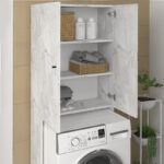 Έπιπλο πλυντηρίου Romme Megapap χρώμα λευκό εφέ μαρμάρου 65x27,1x180εκ. - Image 4