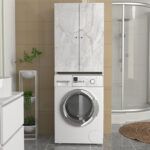 Έπιπλο πλυντηρίου Romme Megapap χρώμα λευκό εφέ μαρμάρου 65x27,1x180εκ. - Image 5