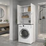 Έπιπλο πλυντηρίου Romme Megapap χρώμα λευκό εφέ μαρμάρου 65x27,1x180εκ. - Image 6