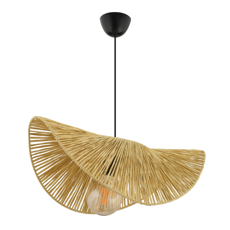 GP052-02442-0 Φωτιστικό οροφής Taco Megapap E27 γιούτα μονόφωτο χρώμα camel 51x36x55εκ. - Image 1