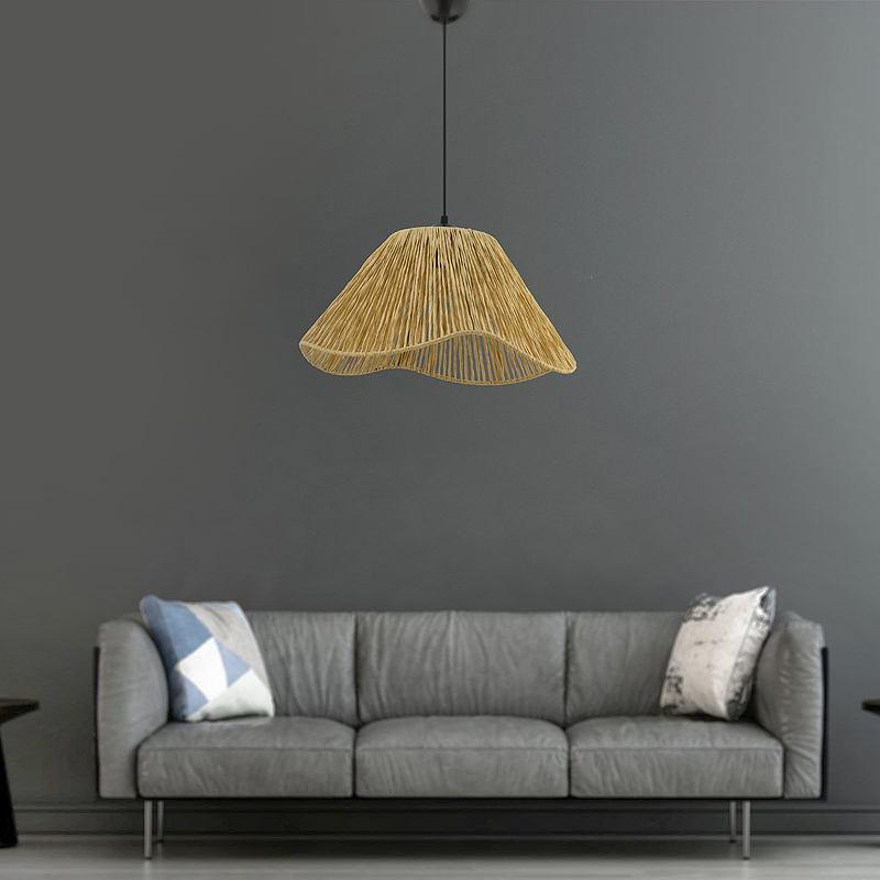 GP052-02451-0 Φωτιστικό οροφής Sukne Megapap E27 γιούτα μονόφωτο χρώμα camel Ø35x60εκ. - Image 1