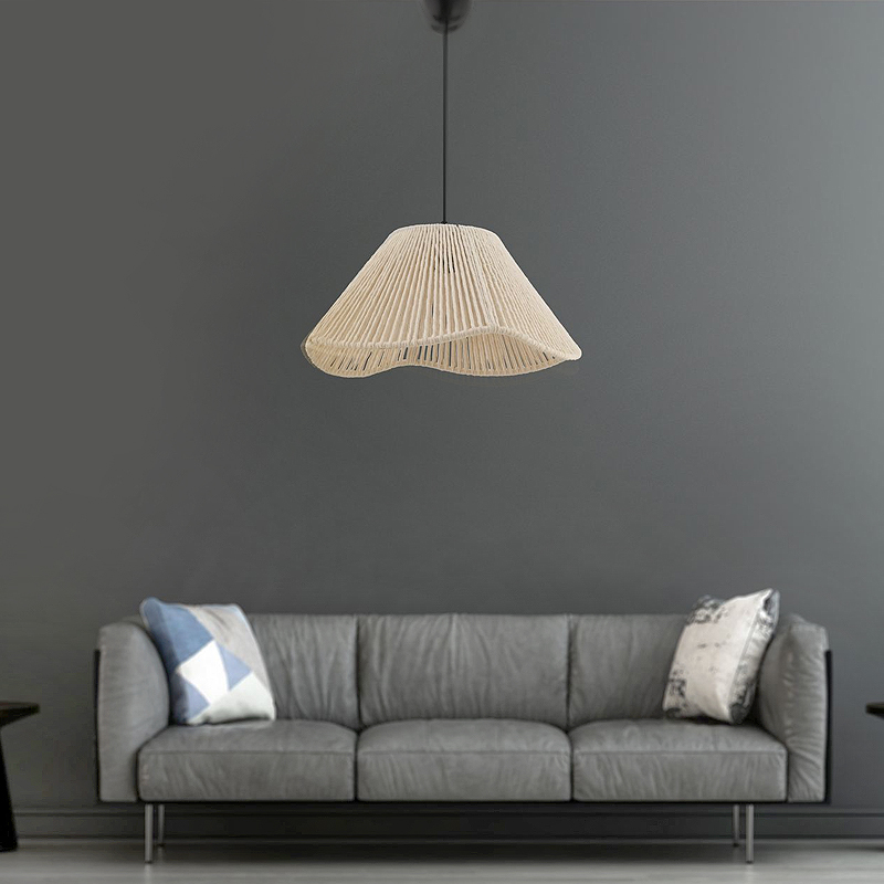 GP052-02452-0 Φωτιστικό οροφής Sukne Megapap E27 γιούτα μονόφωτο χρώμα εκρού Ø35x60εκ. - Image 1