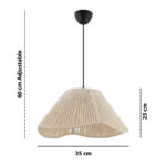 Φωτιστικό οροφής Sukne Megapap E27 γιούτα μονόφωτο χρώμα εκρού Ø35x60εκ. - Image 3