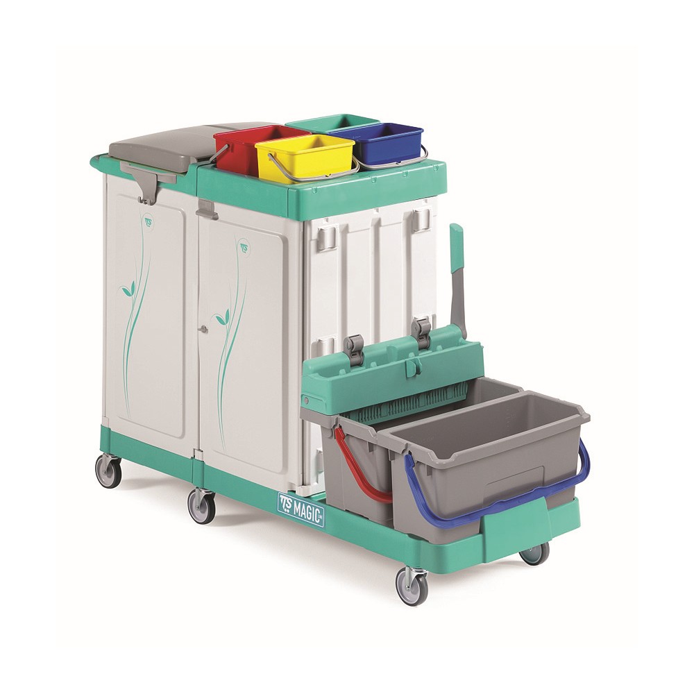 Καρότσι σύστημα καθαρισμού-σφουγγαρίσματος TTS με διπλο ντουλαπι