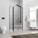 Καμπίνα από τοίχο σε τοίχο με διάφανο κρύσταλλο PANEX 600 ALTO Black KARAG 140x200cm