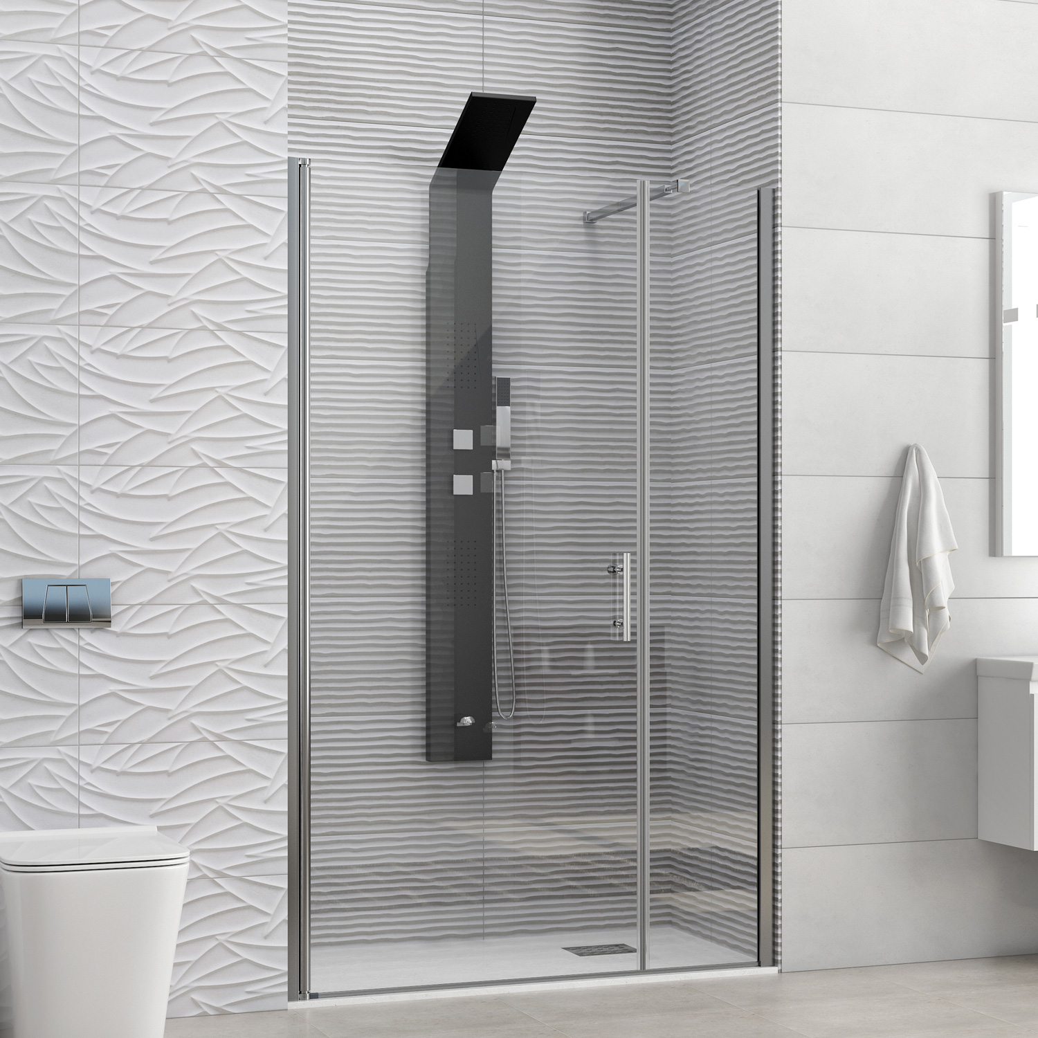 S5H15070_3 Καμπίνα από τοίχο σε τοίχο με διάφανο κρύσταλλο S 5 ALTO Cromo KARAG 150x200cm (σταθερό 70cm) - Image 1