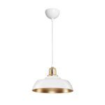 GLOBOSTAR® LOAN 203-0283 Μοντέρνο Κρεμαστό Φωτιστικό Οροφής με Ντουί 1 x E27 AC 220-240V IP20 - Λευκό & Χρυσό  - Μ25.5 x Π25.5 x Υ17cm - Image 2