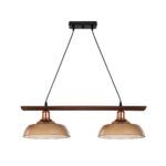 GLOBOSTAR® LOAN 203-0288 Μοντέρνο Κρεμαστό Φωτιστικό Οροφής με Ντουί 2 x E27 AC 220-240V IP20 - Καφέ & Μπρονζέ - Μ70 x Π25.5 x Υ19cm - Image 2