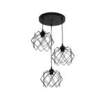 GLOBOSTAR® DAZLA 201-0024 Vintage Κρεμαστό Φωτιστικό Οροφής με Ντουί 3 x E27 AC 220-240V IP20 - Μαύρο - Μ47 x Π47 x Υ60cm - Image 2