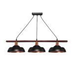 GLOBOSTAR® LOAN 203-0291 Μοντέρνο Κρεμαστό Φωτιστικό Οροφής με Ντουί 3 x E27 AC 220-240V IP20 - Μαύρο & Μπρονζέ - Μ89 x Π25.5 x Υ19cm - Image 2