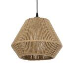 GLOBOSTAR® GLARO 201-0112 Vintage Κρεμαστό Φωτιστικό Οροφής με Ντουί 1 x E27 AC 220-240V IP20 - Μπεζ & Μαύρο - Μ32 x Π32 x Υ30cm - Image 2