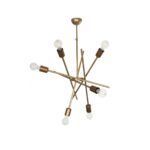 GLOBOSTAR® SUNFY 201-0033 Μοντέρνο Κρεμαστό Φωτιστικό Οροφής με Ντουί 6 x E27 AC 220-240V IP20 - Χρυσό - Μ57 x Π57 x Υ85cm - Image 2