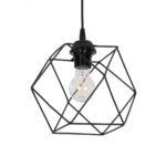 GLOBOSTAR® SOLIS 201-0045 Vintage Κρεμαστό Φωτιστικό Οροφής με Ντουί 1 x E27 AC 220-240V IP20 - Μαύρο - Μ25 x Π25 x Υ24cm