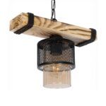 GLOBOSTAR® GLORA 201-0007 Vintage Κρεμαστό Φωτιστικό Οροφής με Ντουί 1 x E27 AC 220-240V IP20 - Μπεζ & Μαύρο - Μ29 x Π12 x Υ21cm - Image 2