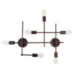 GloboStar® PIPING 00665 Vintage Επιτοίχιο Φωτιστικό Πολύφωτο 6 x E27 IP20 Χάλκινο Μέταλλο - Μ66 x Π9.5 x Υ49cm - Image 2