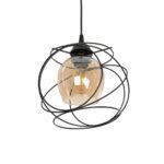 GLOBOSTAR® GLINDER 201-0068 Vintage Κρεμαστό Φωτιστικό Οροφής με Ντουί 1 x E27 AC 220-240V IP20 - Μαύρο & Μελί - Μ25 x Π18 x Υ24cm - Image 2