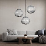 GLOBOSTAR® DIXAR 01464 Μοντέρνο Κρεμαστό Φωτιστικό Οροφής με Ντουί 1 x E27 AC 220-240V IP20 - Γκρι & Ασημί - Μ36 x Π36 x Υ45cm - Image 8