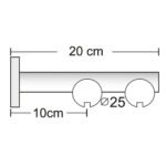 Ανάρτηση Ήλιος Tapo Φ25 – Διπλό Κουρτινόξυλο Inox Χωρίς Κρίκους, Σιδηρόδρομος