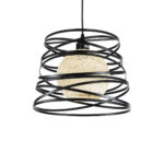 GLOBOSTAR® CARTER 00961 Μοντέρνο Κρεμαστό Φωτιστικό Οροφής με Ντουί 1 x E27 AC 220-240V IP20 - Μαύρο & Μπεζ - Μ32 x Π32 x Υ25cm - Image 2