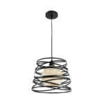 GLOBOSTAR® CARTER 00961 Μοντέρνο Κρεμαστό Φωτιστικό Οροφής με Ντουί 1 x E27 AC 220-240V IP20 - Μαύρο & Μπεζ - Μ32 x Π32 x Υ25cm - Image 4