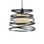 GLOBOSTAR® CARTER 00961 Μοντέρνο Κρεμαστό Φωτιστικό Οροφής με Ντουί 1 x E27 AC 220-240V IP20 - Μαύρο & Μπεζ - Μ32 x Π32 x Υ25cm - Image 5